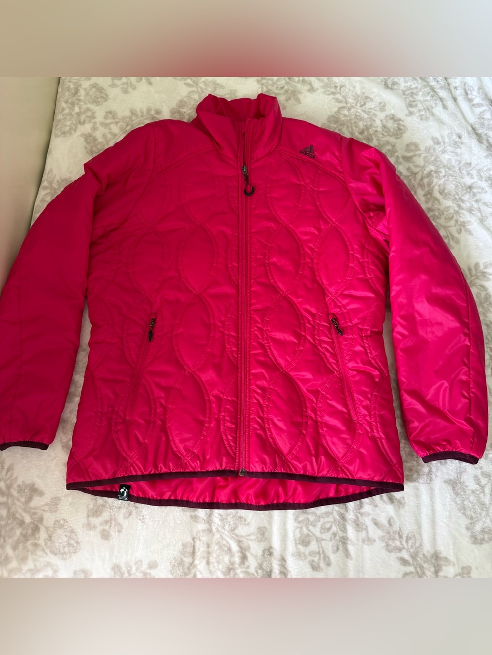 Adidas Pink Quilted Full-Zip PrimaLoft Puffer Jacket